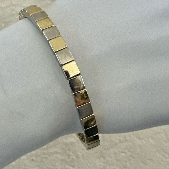 Two-Tone Stretch Bracelet – Square Link Style - Picture 1 of 7